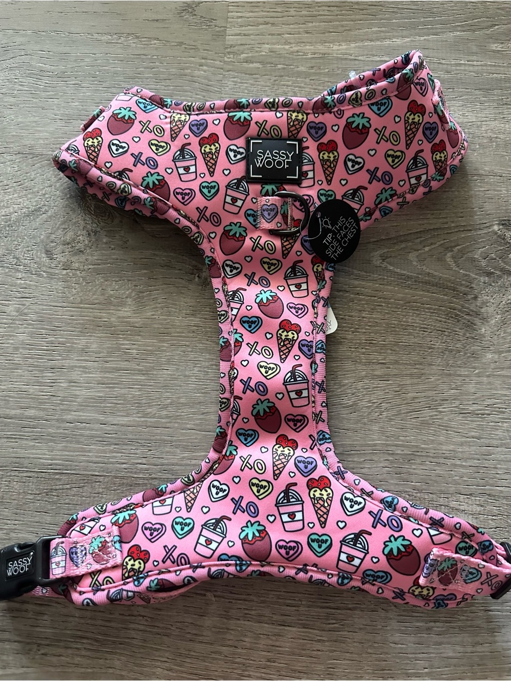 Sassy Woof Pink Patterned Dog Harness - Cute Print size XL